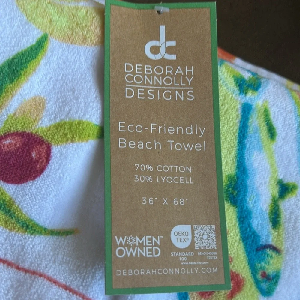 Deborah Connolly Designs Beach Towel Lemons Fruits Wine cotton Blend 36”x68